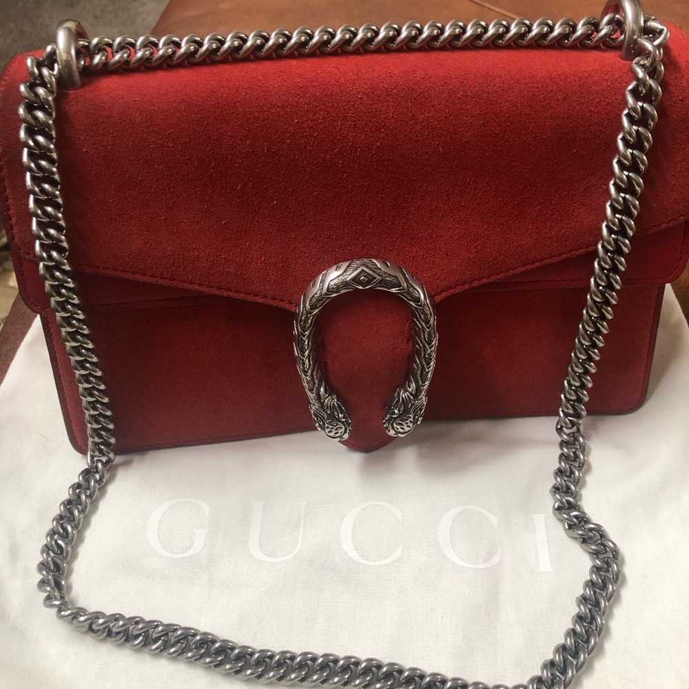 Gucci Dionysus red suede shoulder bag